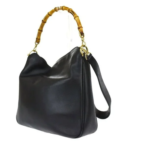Auth Gucci Bamboo 2Way Hand Bag Black #34238G14B - Picture 4 of 10
